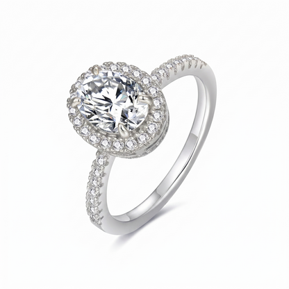 Moissanite Oval Cut Halo Gold Ring