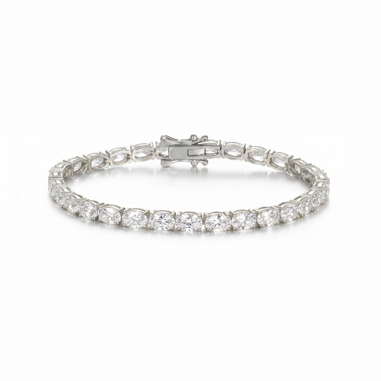 Moissanite Oval Cut Tennis Bracelet (Horizontal)
