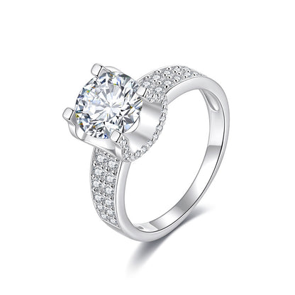 Moissanite Pave Bridge Cathedral Engagement Ring