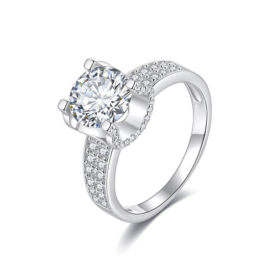 Moissanite Pave Bridge Cathedral Engagement Ring