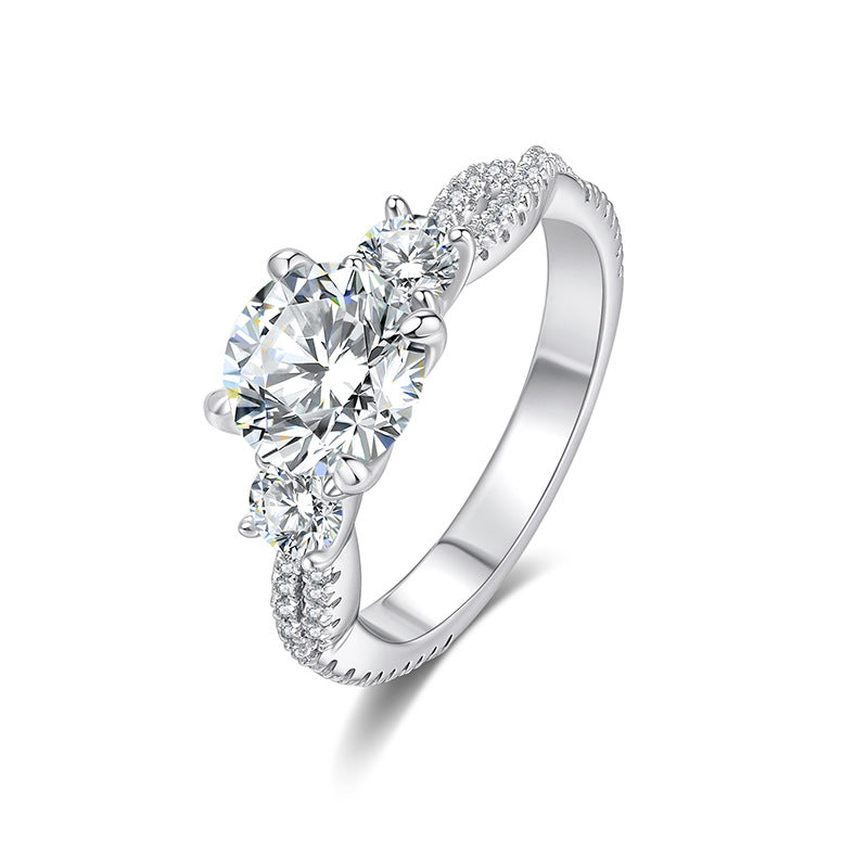 Moissanite Pear & Round Cluster Floral Engagement Ring