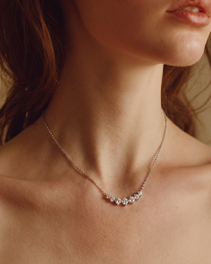 Moissanite Smile Curved Bar Necklace